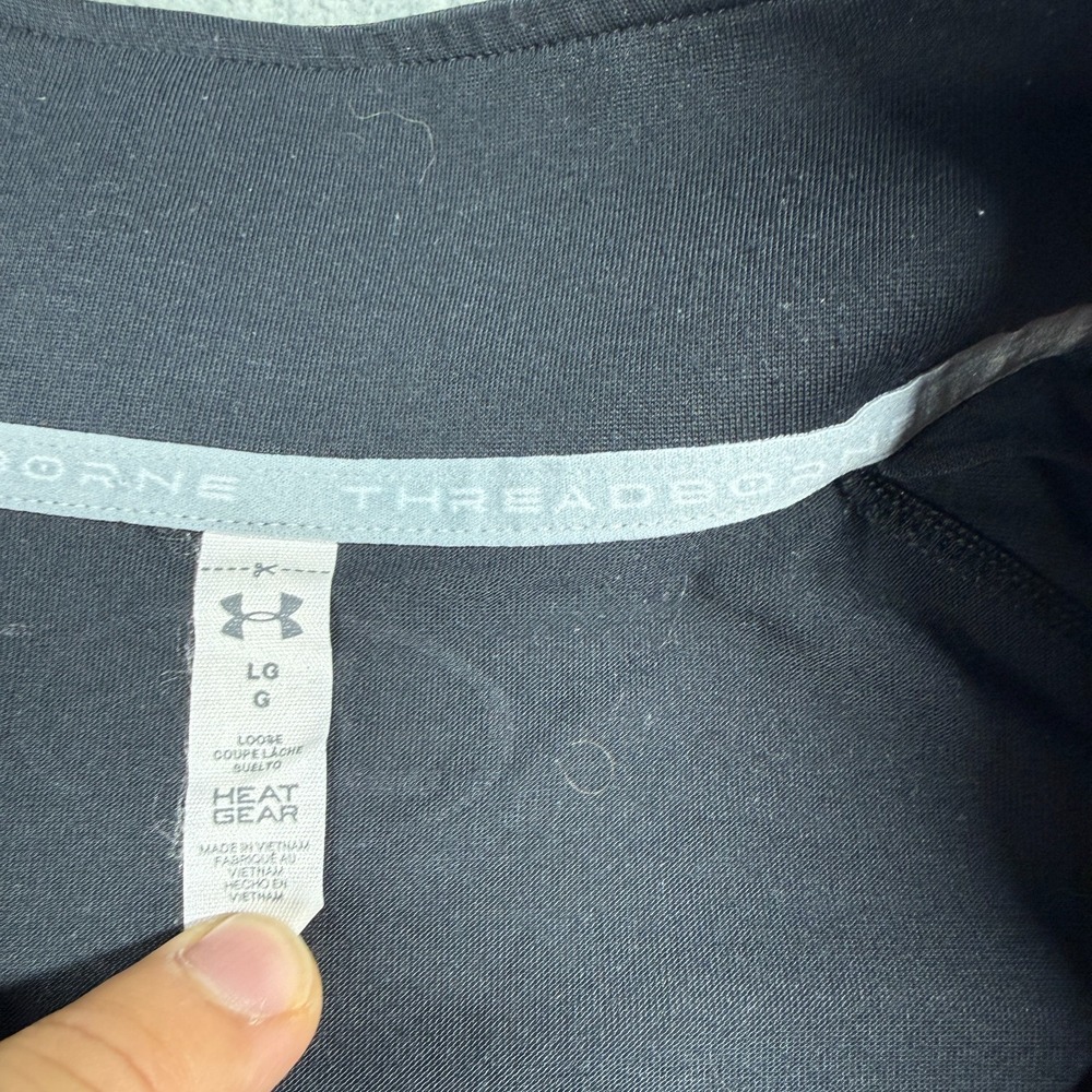 Under Armour Shirt‎ Womens L Black Threadborne HeatGear 1/2 Zip Pullover Running - Picture 2 of 6